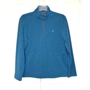 Tommy Bahama 1/4 Zip Fleece Pullover Shirt Teal Blue Men's M